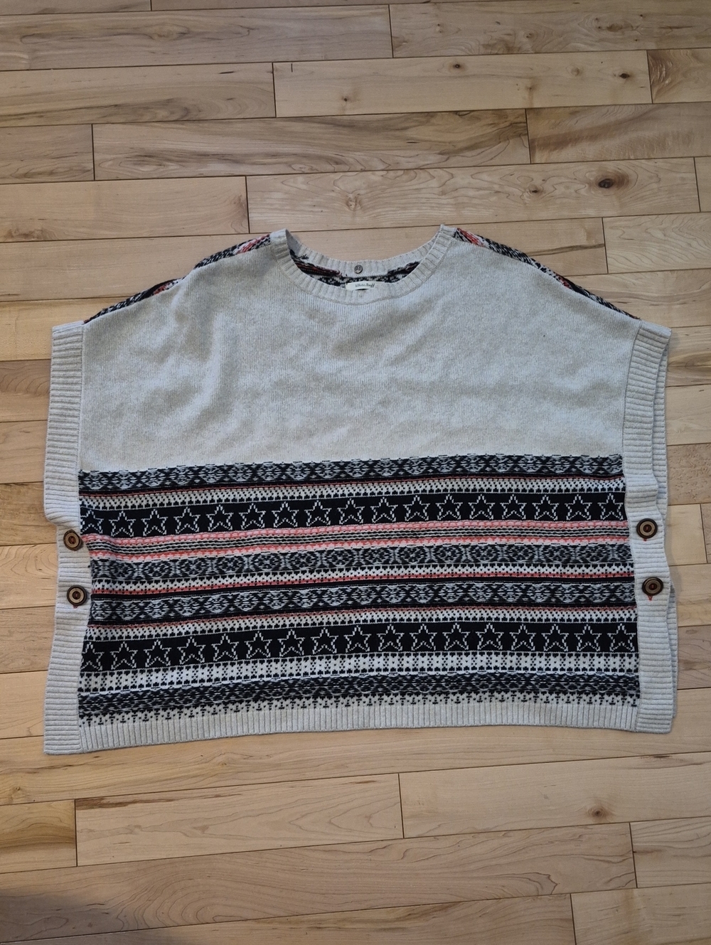 White Stuff Women's Size Small Star Fairisle Knit Poncho - Picture 3 of 8